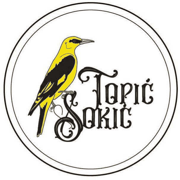 The Topić Sokić logo — a golden oriole on a branch beside the lettering